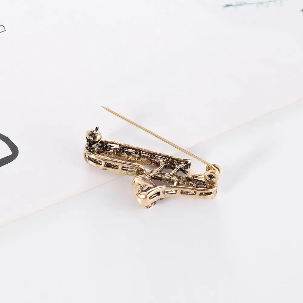 

Ajojewel Fashionable Musical Instrument Brooch Rhinestone Vintage Jewelry For Women Men Suit Pins