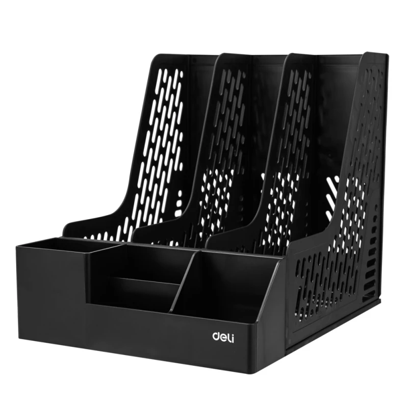 

DELI 3 Layers Three-color File Tray Mesh Breathable File Shelf Desktop Shelf Bookshelf Office Desktop Storage Supplies