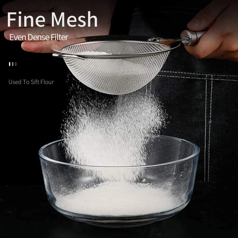 

3Pcs Mini Fine Mesh Stainless Steel Strainers Set Kitchen Food Fine Mesh Strainer Sieve Sifters