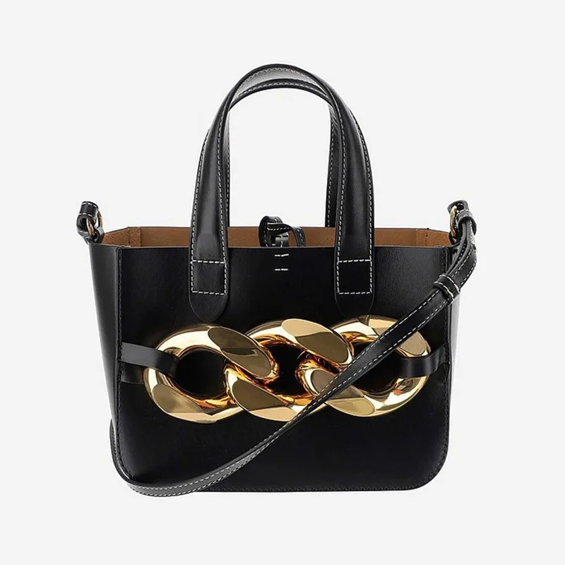 

Fashion Thick Chains Women Handbags Designer Brands Shoulder Crosssbody Bags Luxury Pu Leather Small Tote Lady Big Purses 2021