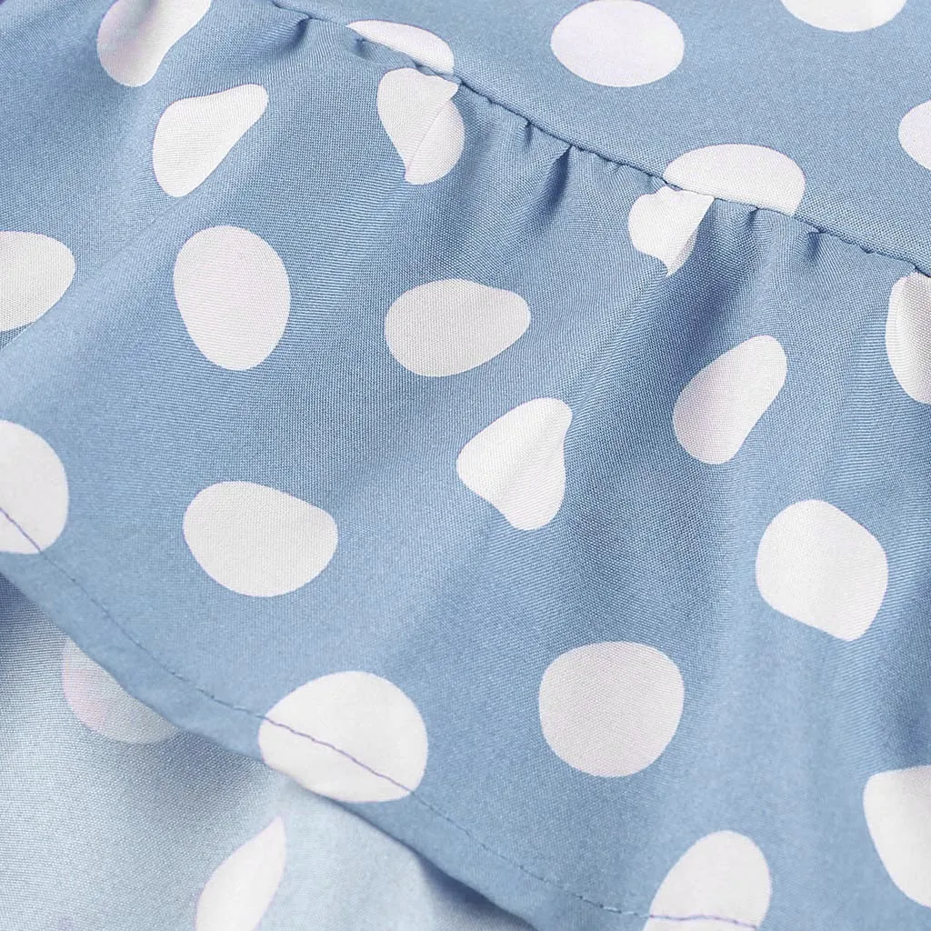 

Womens Fashion Round Neck Sleeveless Polka Dot Loose Large Ruffled Dress