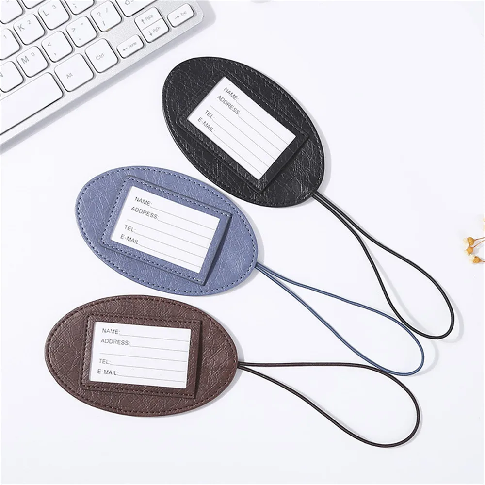 

Travel Accessories Portable Luggage Tag PU Leather Suitcase Identifier Name Address Card Holder Baggage Boarding Bag Tags Label