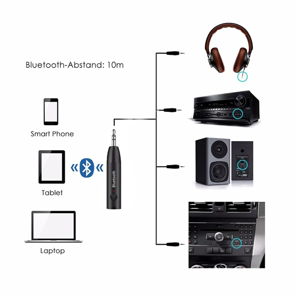 Беспроводной приемник с разъемом 3 5 мм Bluetooth 0 Aux свободные руки стерео аудио