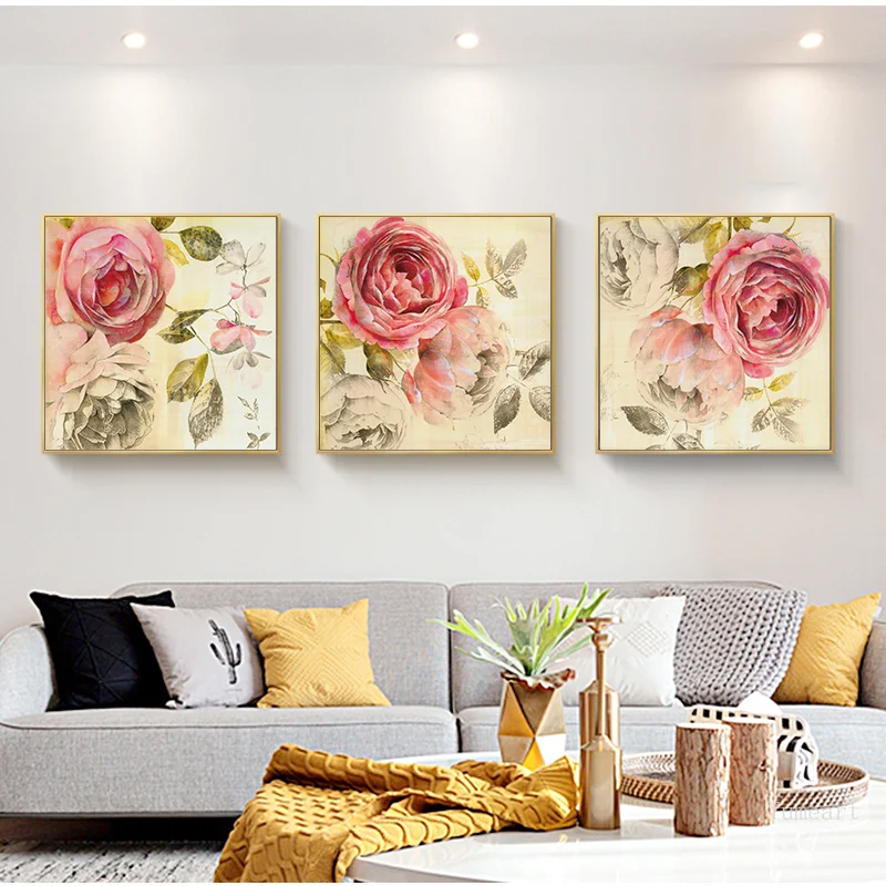 Романтические розовые пионы цветы холст Картины галерея Плакаты принты