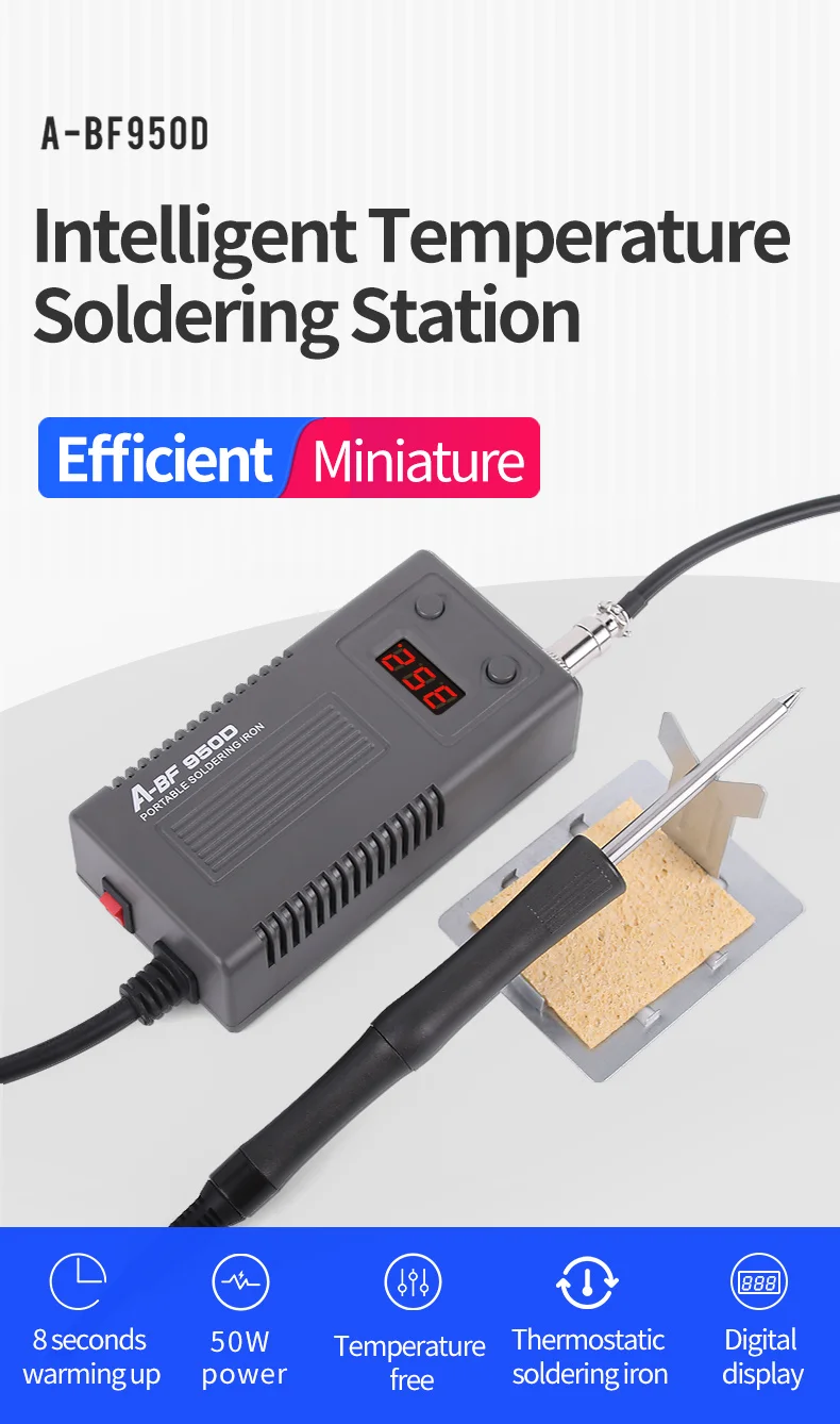 A-BF 950D микро паяльная станция 50 Вт мини умный температурный Регулируемый ремонт Электрический Утюг паяльная станция быстрый нагрев