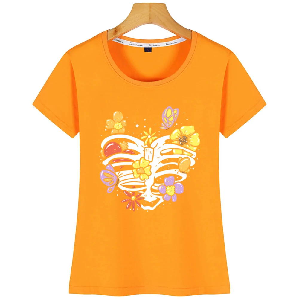 Женская Винтажная Футболка с принтом скелета|Футболки| |