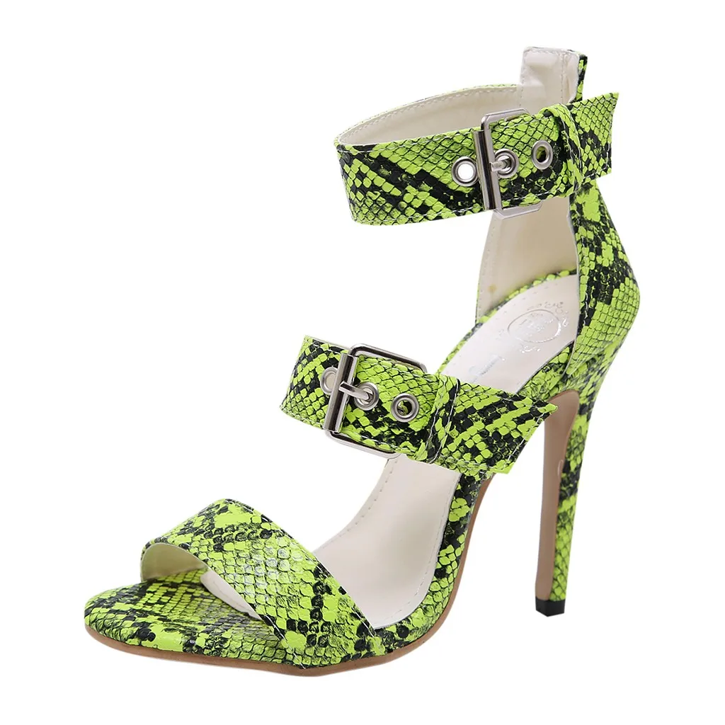 

Women High Heels Sexy Snake Sandals Summer Colorblock Sandalias Stiletto Pointed Pumps Shoes Ladies Party Shoes Open Toe Shoes