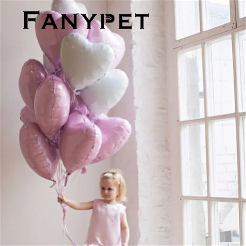 10 шт детский душ 18 дюймов розовое белое сердце гелий чистый цвет воздушные шары