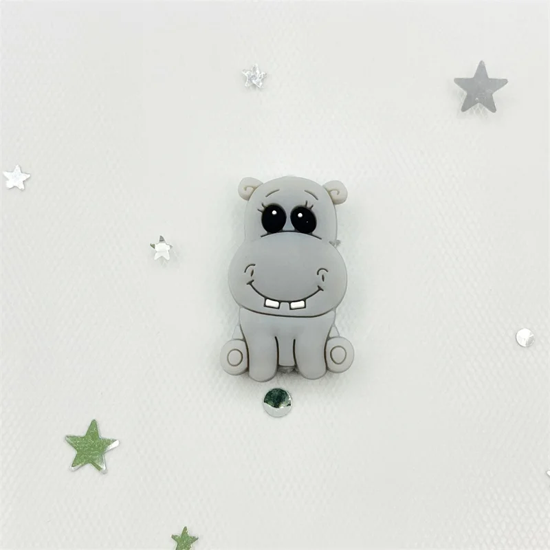 10pcs mini Silicone Beads Cartoon hippo BPA Free Baby Teether Accessories Teething Necklace DIY Food Grade children girl gift |