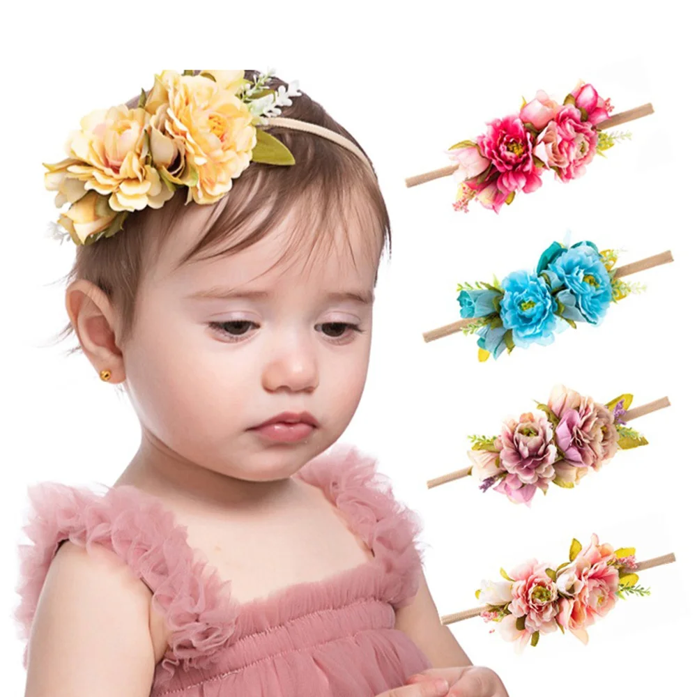 

Fashion Multi-color Simulation Rose Flower Baby Stretch Headband Newborn Photography Props Infant Toddler Hair Band