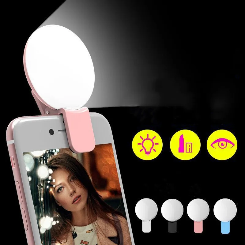 Mini Selfie Ring Light портативная светодиодная вспышка USB Клип Мобильный телефон для