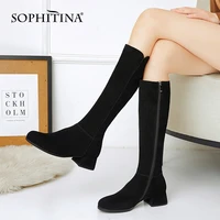 sophitina womens high boots office ladyspringautumn new premium leather shoes commuter knee high mid heel womans boots no358