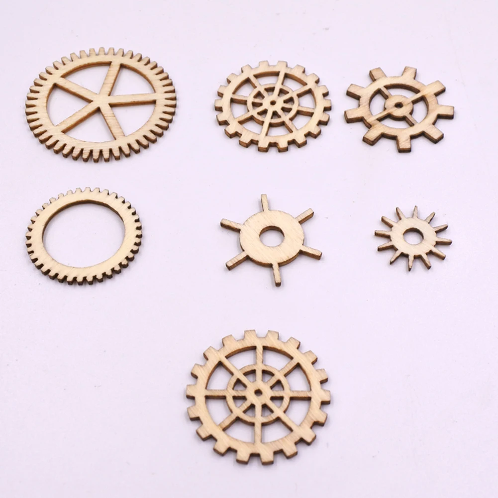 

36Pcs 16-35mm Gear Shape Unpainted Unfinished Wooden Gears Slice Discs DIY Scrapbooking Craft Hanging Ornament