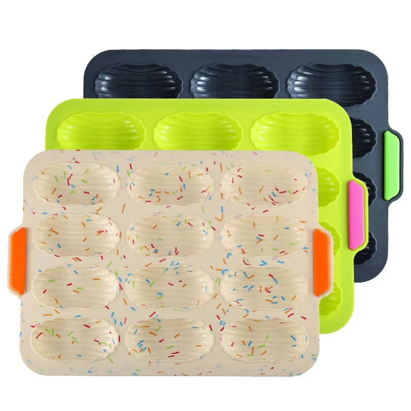 

3 PCS Silicone Baking Tray Nonstick Madeleines Tin 12-Hole DIY Mold Bread Pan Loaf Cake Making Set For DIY Loaves