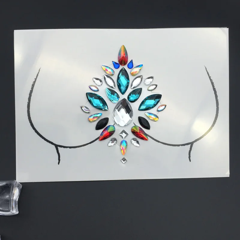 Блестящая наклейка на грудь драгоценный камень стеклянная украшения для тела