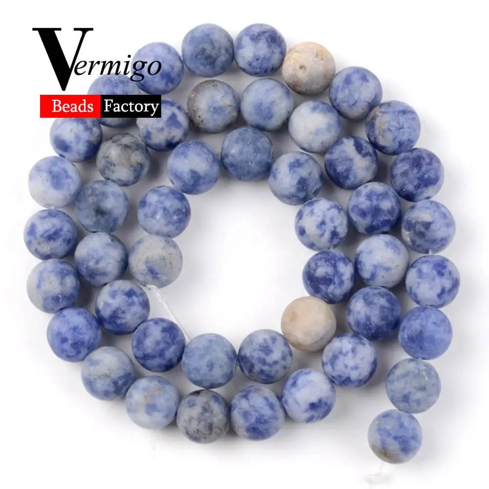 Blue Spot Jasper Натуральный тусклый отполированный Агаты тигровый глаз Нефы круглые каменные бусины для спейсеры для украшений Бусины 4-12 мм Diy ожерелье браслет 15'' - Цвет: Blue Spot Jasper
