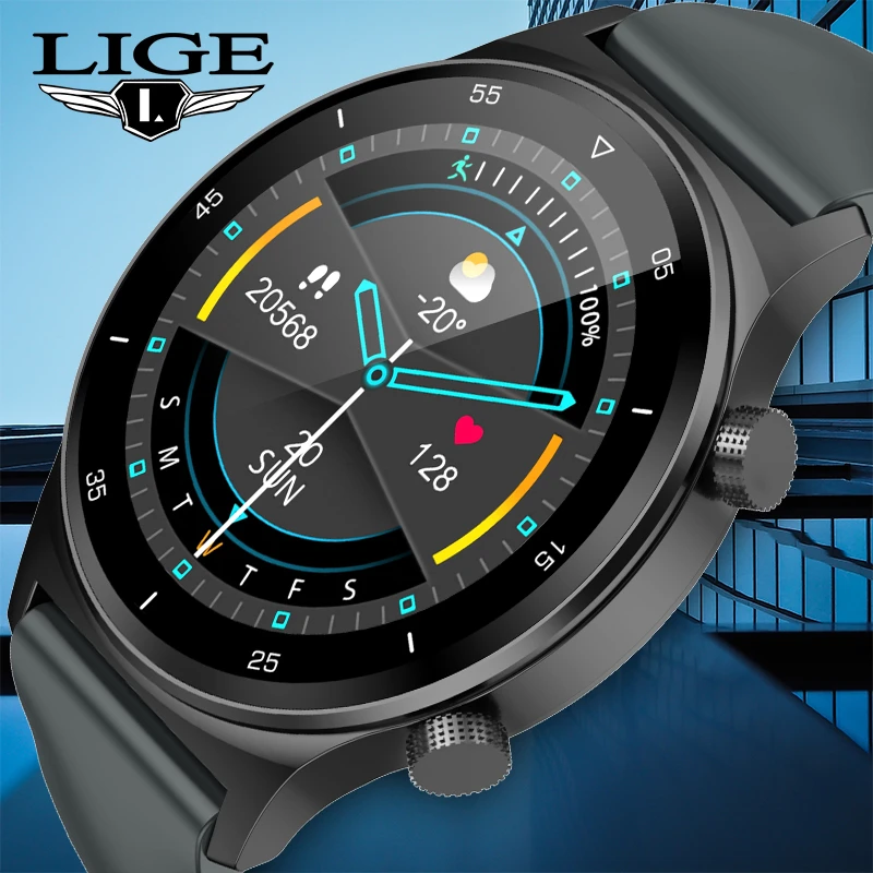 

Смарт-часы LIGE мужские с пульсометром, тонометром, монитором сна