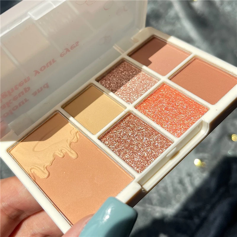 

New Arrival Makeup Metal Matte Eyeshadow Pallete 8 Color Shimmer Glitter Pigmented Eye Shadow Palette Easy To Color Eyes Make Up