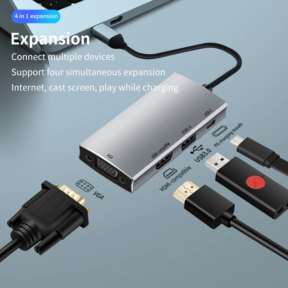 TISHRIC 6 в 1 Тип C разветвитель адаптер RJ45 100/1000 м PD VGA USB 3 0 док станция для Macbook Pro/Air/Huawei