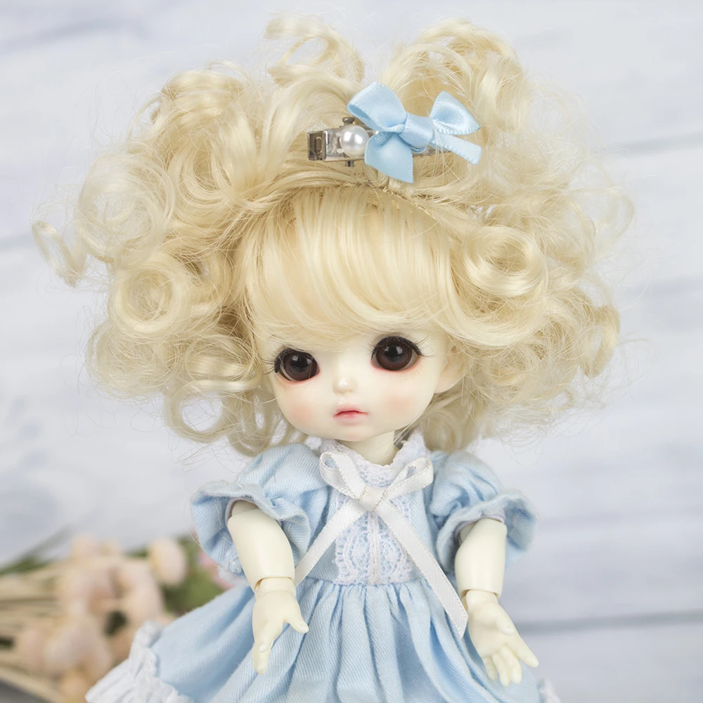 

Muziwig original Yellow Ombre Curly Wigs for cute baby doll 1/8 BJD/SD Dolls Heat Resistant Wire