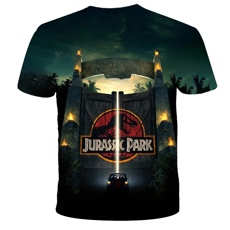 

Boys and girls Cartoon Dinosaur tee shirt Printed dino tshirt funny Harajuku Tops Jurassic offline park The child t-shirt