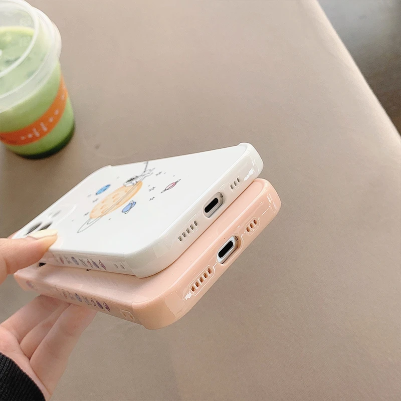 

Cute Cartoon Astronaut Planet Phone Case For iPhone 12 Pro Max Mini 11 X XS XR 7 8 Plus SE 2020 Funny Soft TPU Shockproof Cover