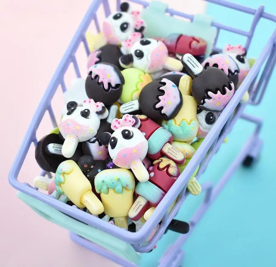 

kawaii Cartoon ice cream dessert Resin Flat backs Cabochon Mini food Art Supply Doll house toy Decoration