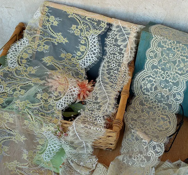 

Gold Eyelash Lace Trim for Gowns Dresses Gorgeous 3 Meters per Piece