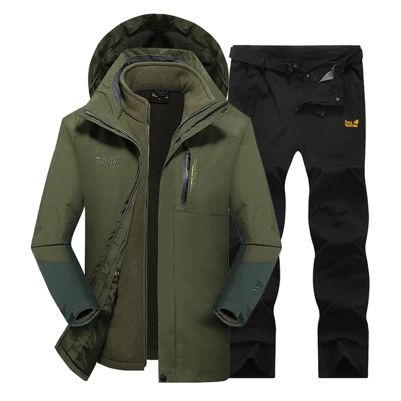 Лыжный костюм мужской для сноуборда флисовая куртка + штаны утепленные