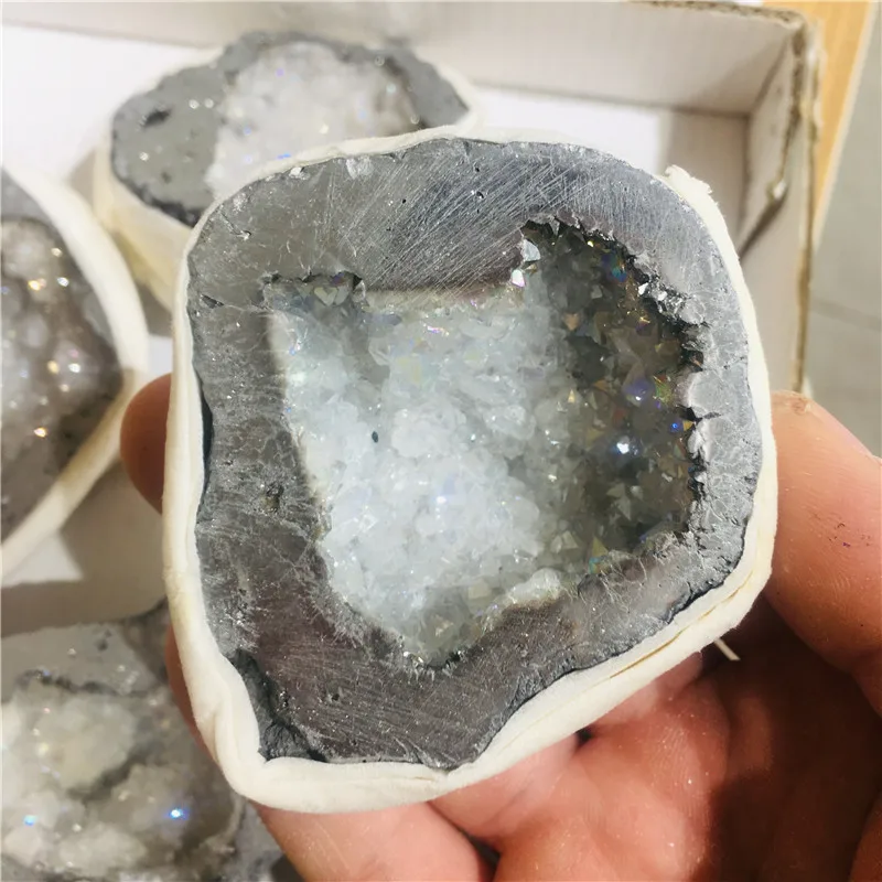 Природный Агат фрагмент жеоды Друза кварцевый гальванический кластер