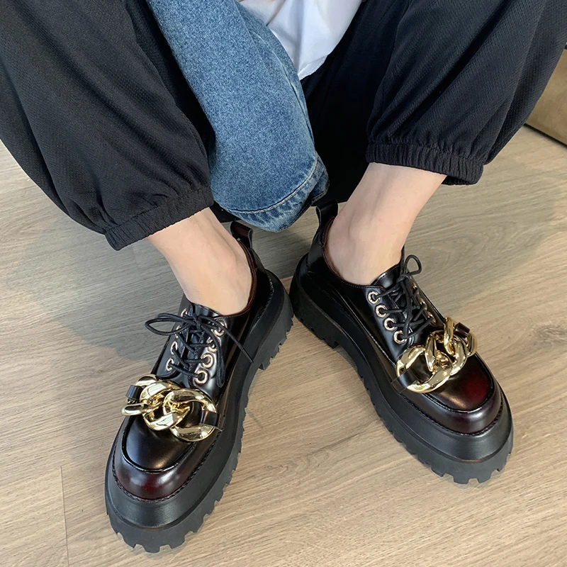 

MORAZORA New Genuine Leather Shoes Women Fashion Lace Up Platform Casual Shoes Thick Bottom Spring Autumn Ladies Pumps