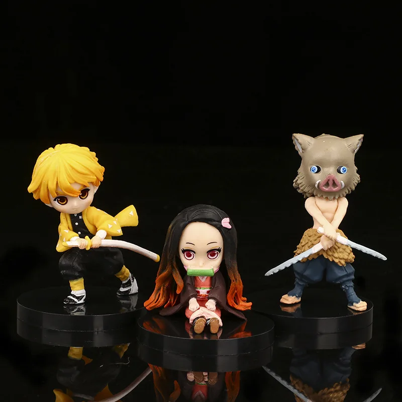 6 шт аниме Рисунок демон убийца Kimetsu без Yaiba игрушки камадо Tanjirou Nezuko Zenitsu Hashibira Inosuke