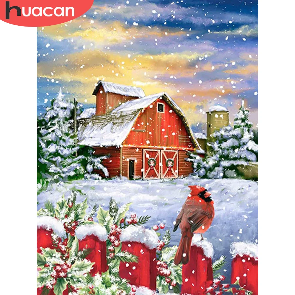 

HUACAN Diamond Painting Winter Christmas 5D DIY Diamond Mosaic Bird Christmas Home Picture Rhinestones Sale