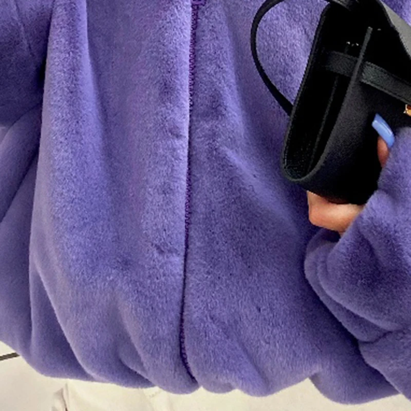 

Lautaro Winter Short Oversized Warm Blue Fluffy Faux Fur Jacket with Hood Zipper Baggy Clothes for Women Fashion 2021 Streetwear