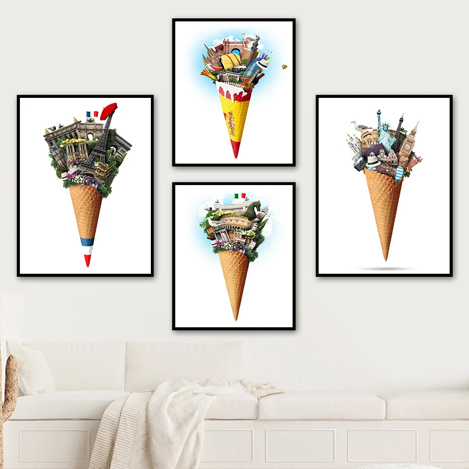 

Paris Elizabeth Tower Arc de Triomphe Wall Art Canvas Painting Nordic Posters And Prints Wall Pictures For Living Room Decor