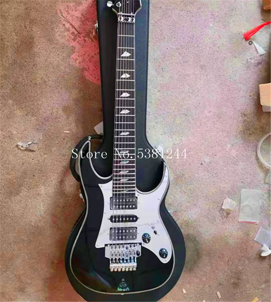 Бесплатная доставка электрогитары 7 струнная гитара черный пикап серебряные
