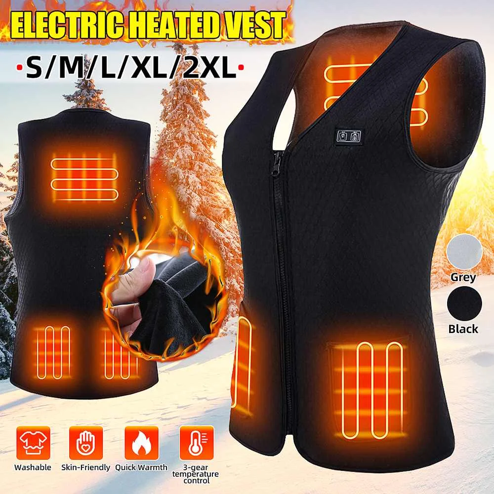 

Women Winter USB Heating Vest Smart Heating Cotton Vest Infrared Electr Skating Ski SportWaistcoat Jackets Warm Vest Women