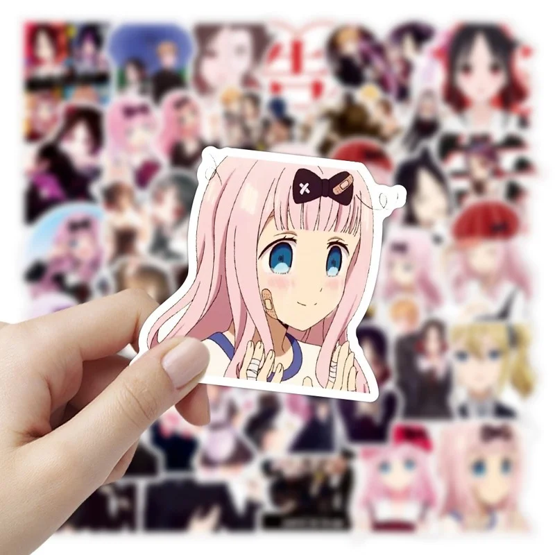 Pegatinas de Anime Love Is War Chika Fujiwara para chica, calcoman&iacute;as para manualidades, papeler&iacute;a, port&aacute;til, tel&eacute;fono, maleta para guitarra, Linda pegatina Kaguya Sama, 10/50 Uds.-1
