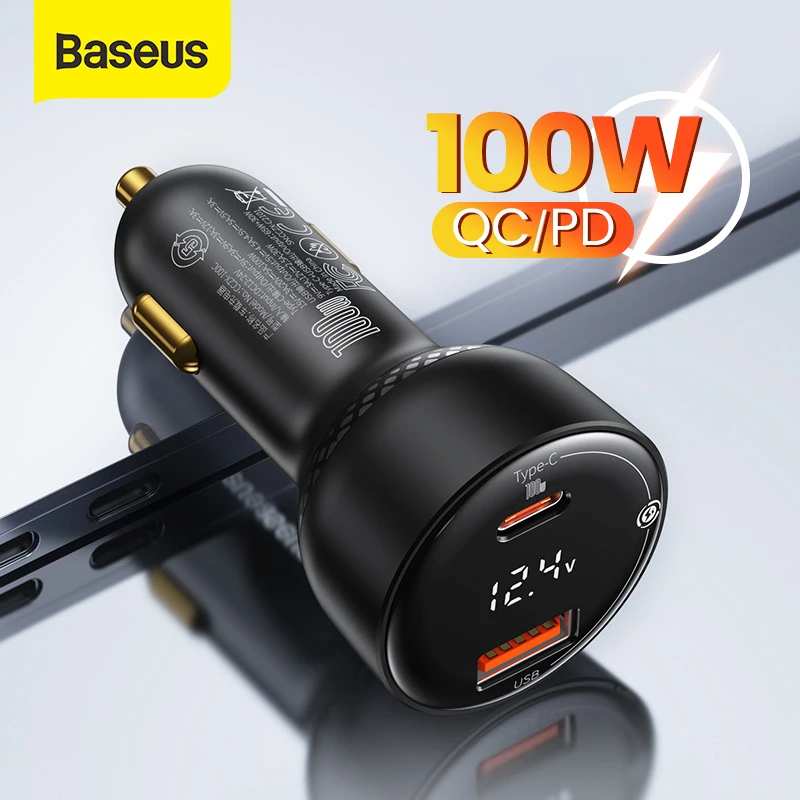 

NEW Baseus PD 100W USB Car Charger Quick Charge 4.0 QC4.0 QC3.0 Type C USB AUTO Charger Fast Charging For iPhone Xiaomi Mobile