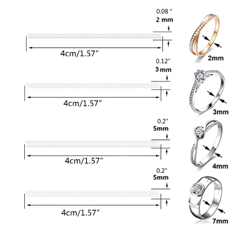 

Invisible Ring Size Adjusters for Loose Rings 2/3/4/7mm 4 Sizes Jewelry Ring Guard Spiral Tensioner Sizer for Women Men