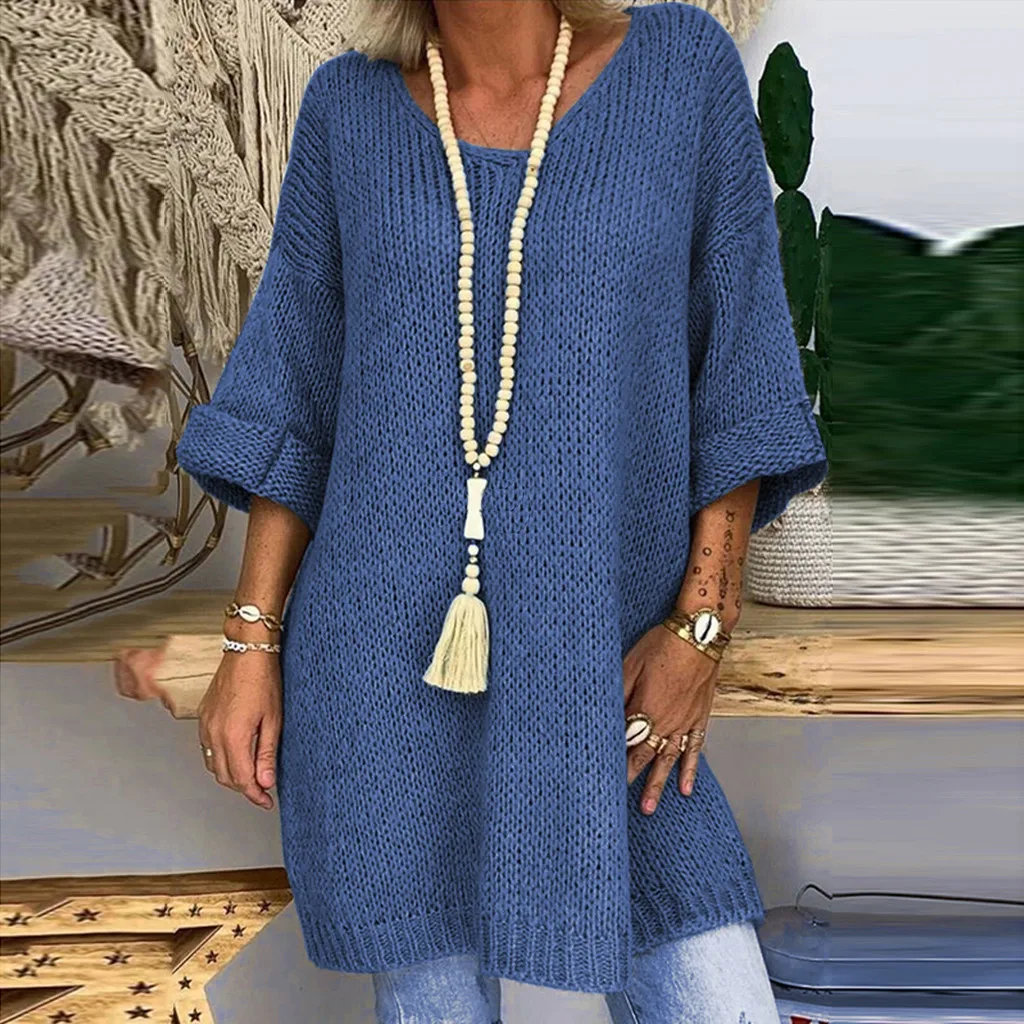 SAGACE 2020 женские длинные свитера с v-образным вырезом свободные вязаные