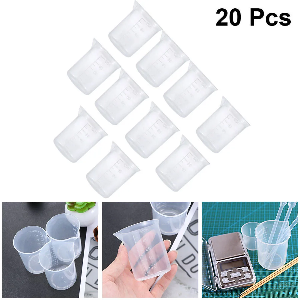 

20 шт. 100 мл полипропиленовые пластиковые градиентные стаканы мерные чашки контейнер для жидкости прозрачная чашка для смешивания DIY инструм...
