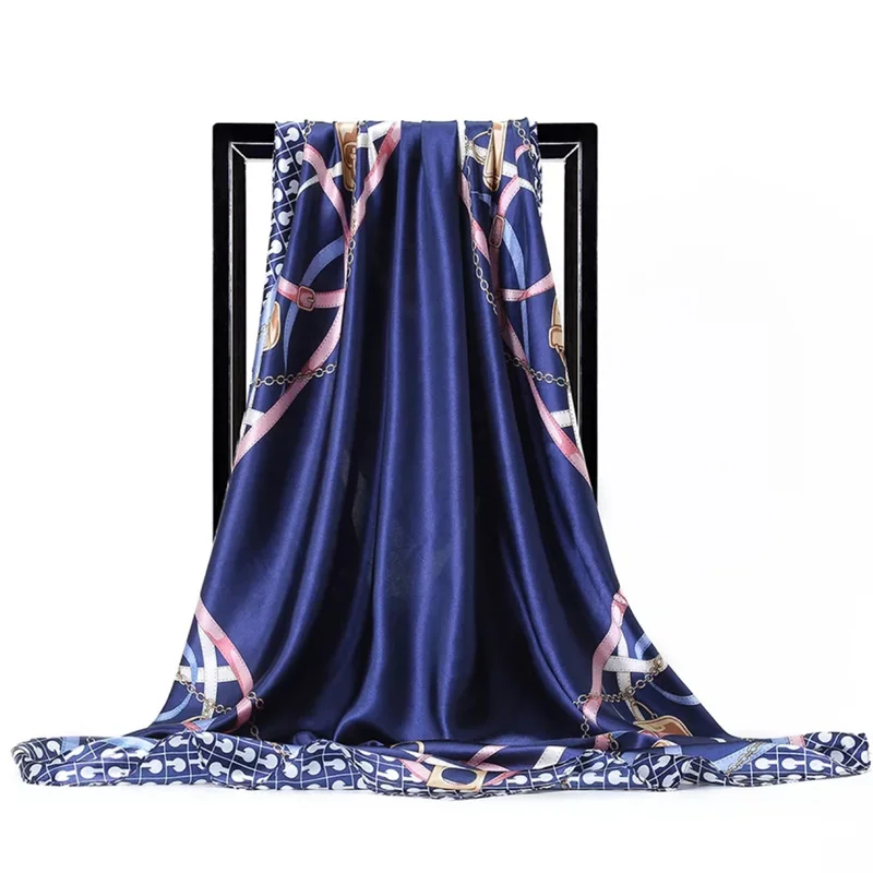 Шелковые шарфы для женщин платок с принтом атласный квадратный головной хиджаб