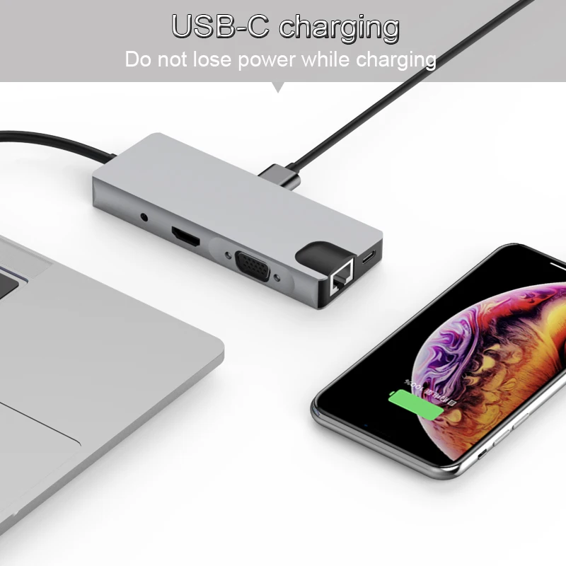 Basix Type C HUB USB-C USB 3 0 Thunderbolt HDMI-совместимый 5 мм аудио RJ45 для MacBook Pro Samsung Galaxy S9 s10USB |
