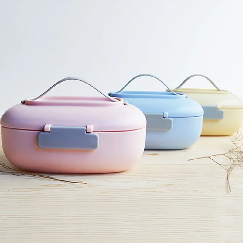 Пластиковый прочный Bento Box Портативный детский Ланч бокс для микроволновки две