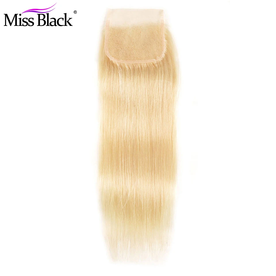 Miss Black Blone Hair Brazilian Straight Hair Closure Free Part #613 Human Hair Lace Closure 4