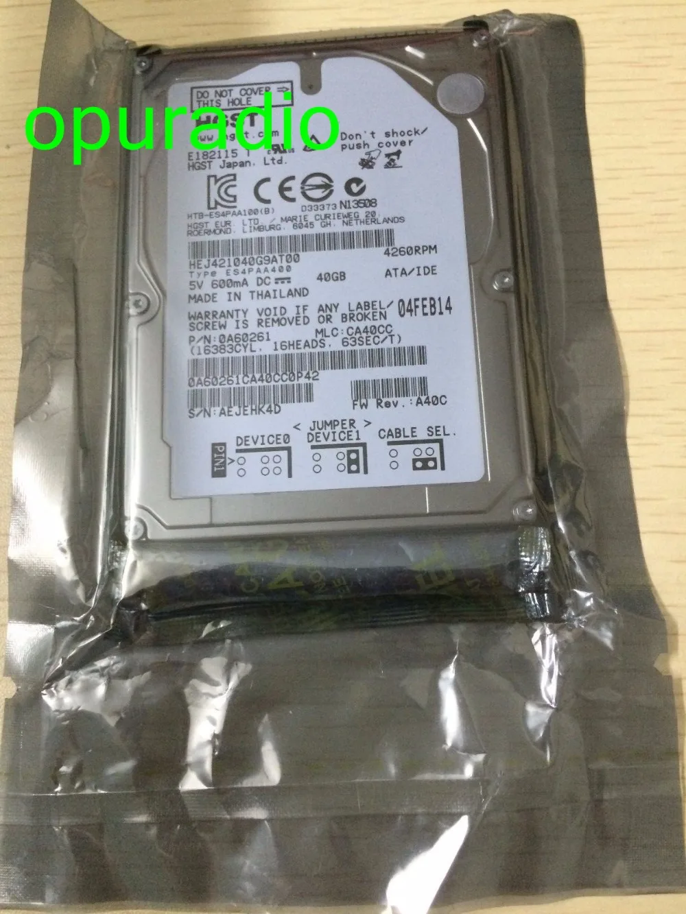 100% Новый оригинальный жесткий диск HEJ421040G9AT00 40 ГБ для V + W Автомобильные HDD