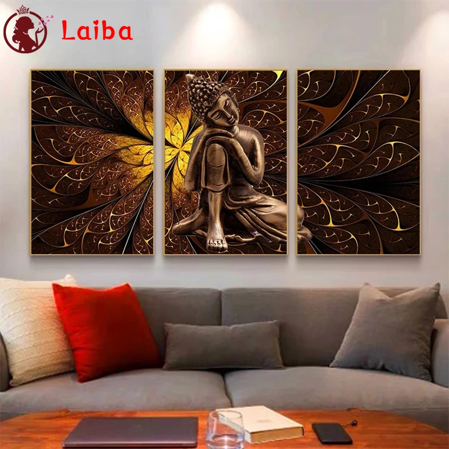 

3 шт., абстрактная золотая статуя Будды