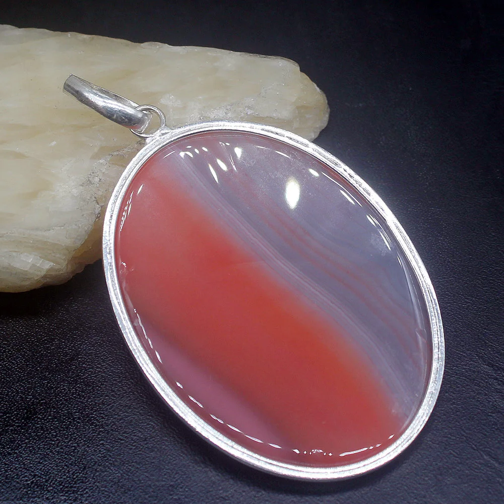 Ожерелье подвеска Gemstonefactory Jewelry Big Promotion 925 Silver Huge Trendy Pure Botswana Agate Women Ladies Gifts Necklace Pendant 1262.