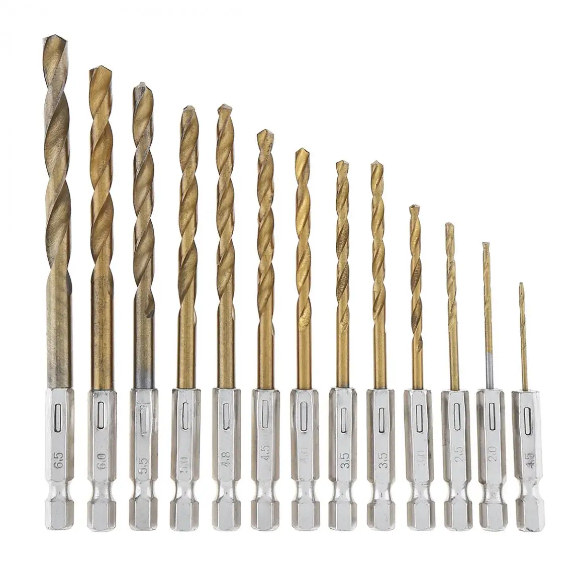 13 шт./лот быстрорежущей стали HSS набор сверл с титановым покрытием 1/4 шестигранный